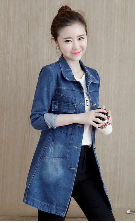 ÁO KHOÁC JEAN FORM DÀI WASH CÀO